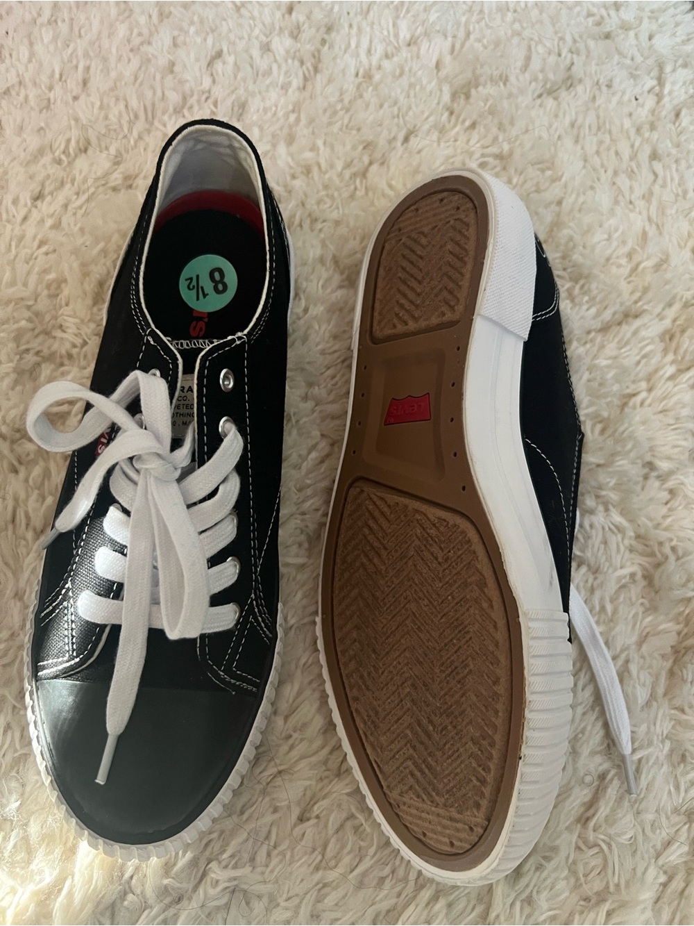 Levi's Black Canvas Low-Top Sneakers with White Laces